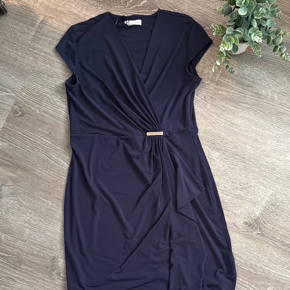 Charter Club Blue and Gold Sheath Midi Dress